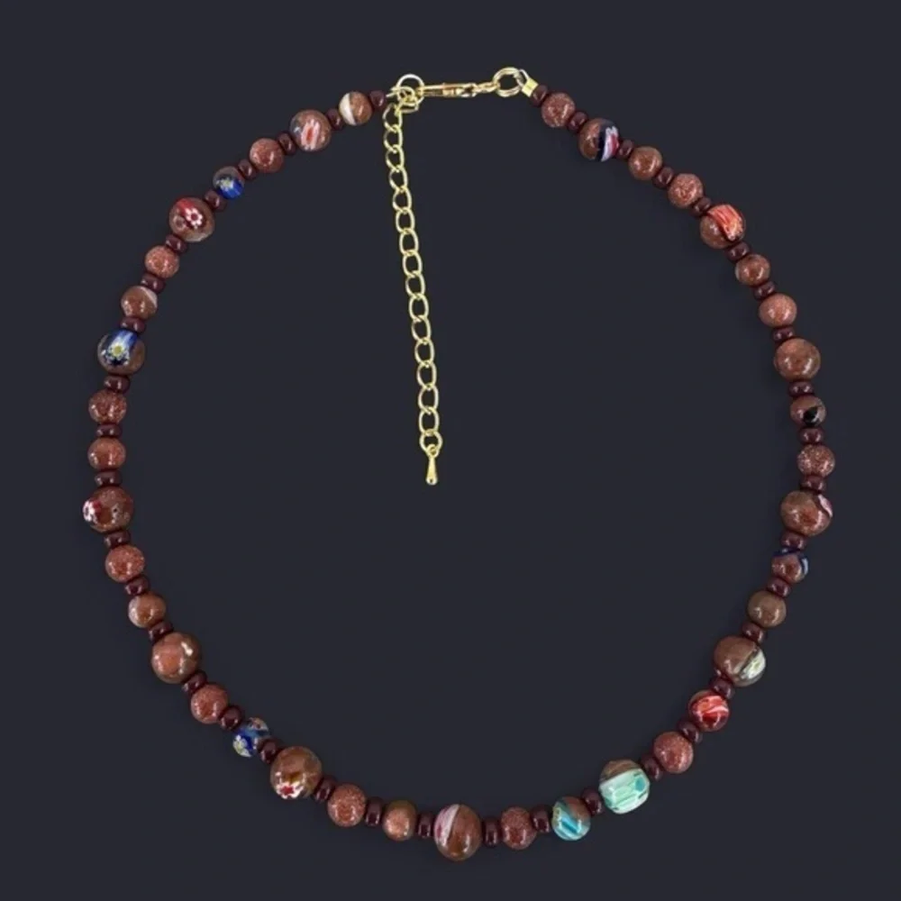 Millefiori Goldstone Bead Necklace
